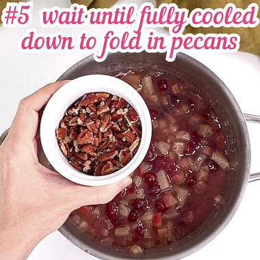 Adding crushed pecans.