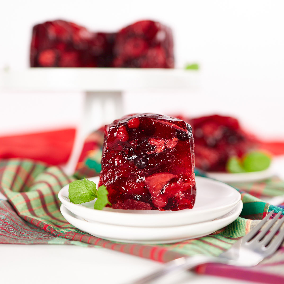 Slice of frozen black cherry salad.