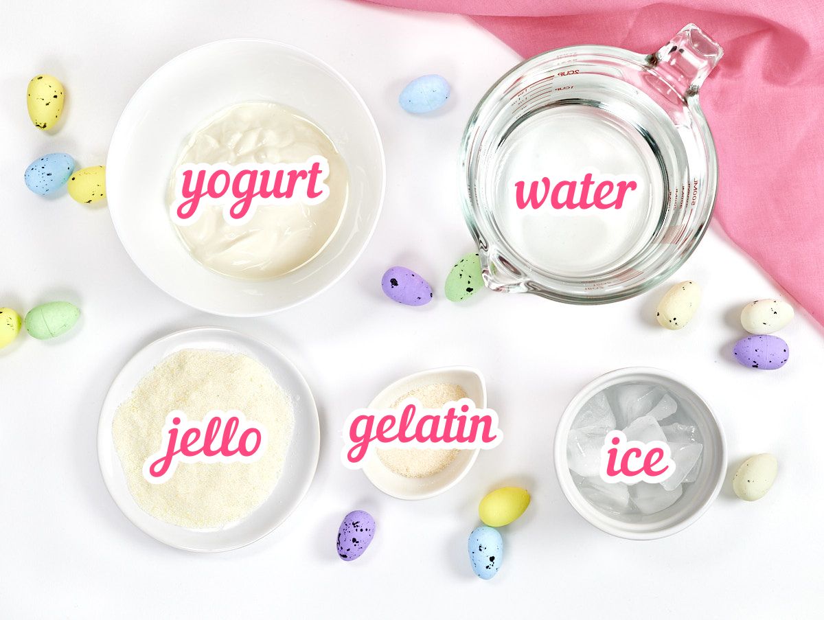 Ingredients to make bunny shaped jello jigglers.