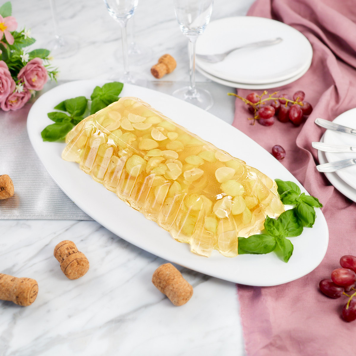 Vintage sparkling white grape jello mold.